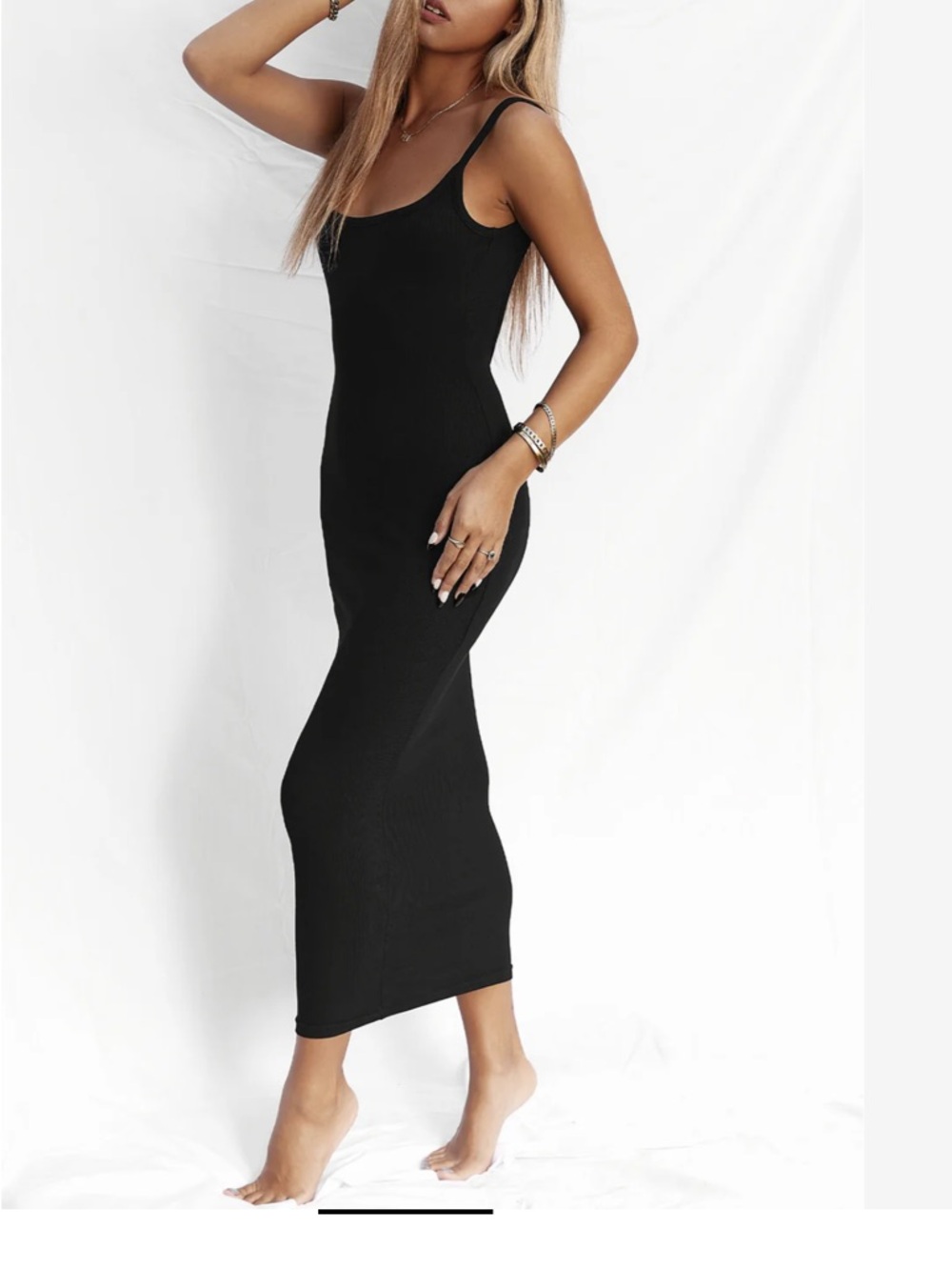 NWT All Things GoldenClassic Black Maxi Bodycon Dress - Sleek Women's Slip Dress - Picture 5 of 8